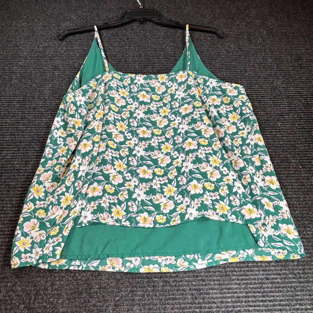 Banana Republic Green Floral Cami Top XL Spaghetti Strap Layered Lined Tank - Picture 2 of 5
